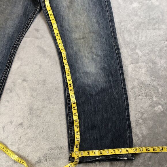 Jordan Craig Jeans Men 38x32 Blue Distressed Straight Leg Dark Wash Baggy - Picture 5 of 9